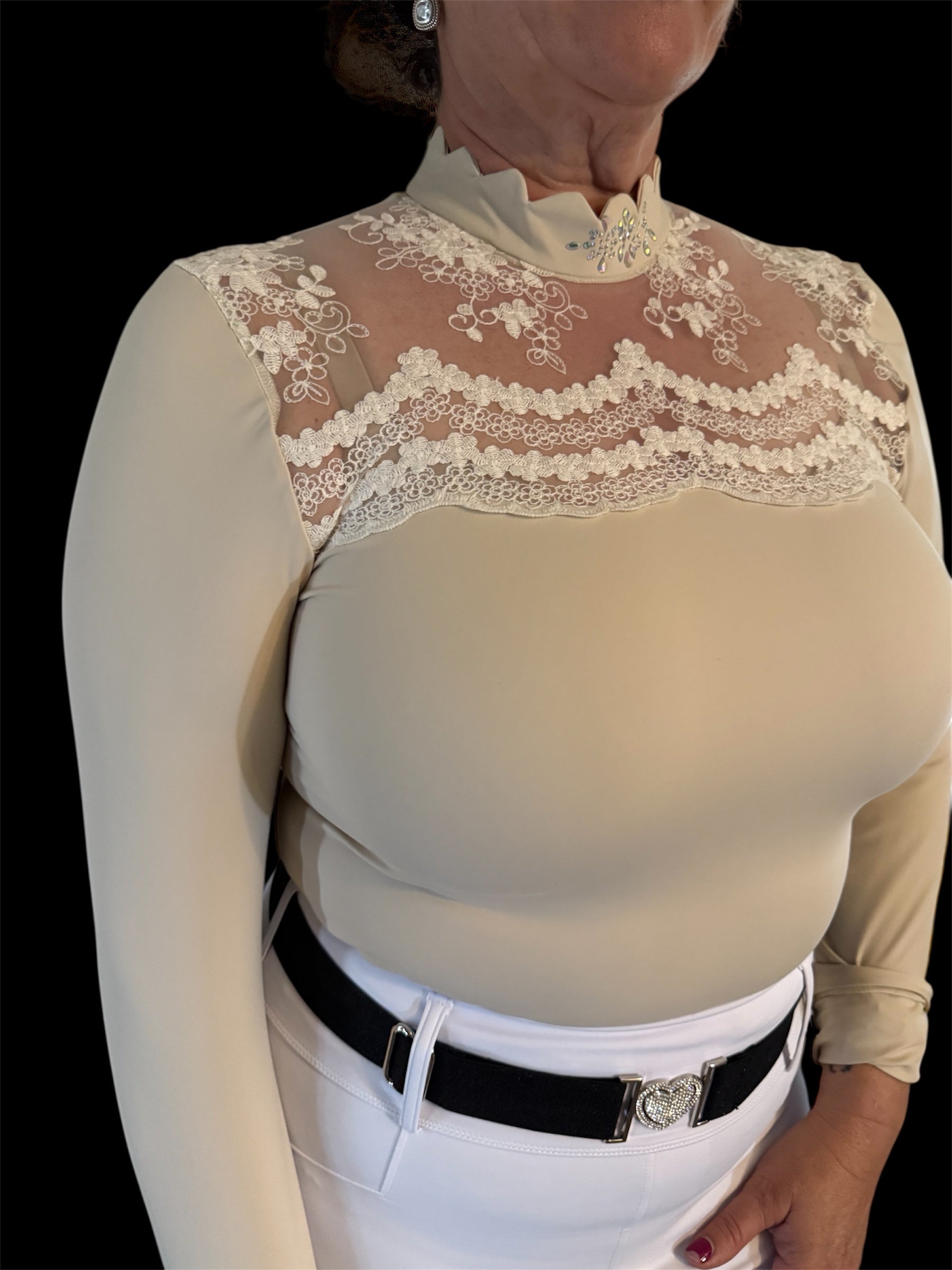AUSTRALIAN MADE CREAM SHIRT WITH EMBROIDERED LACE INSERT | THE SINTRA